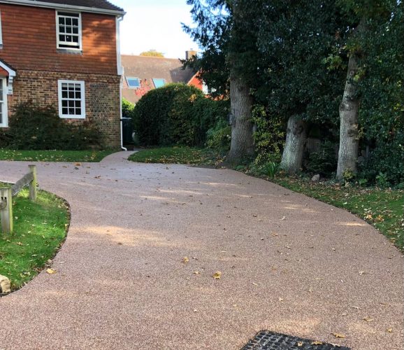 This is a photo of a resin driveway installed in Hastings. Work carried out by Hastings Driveway Contractors
